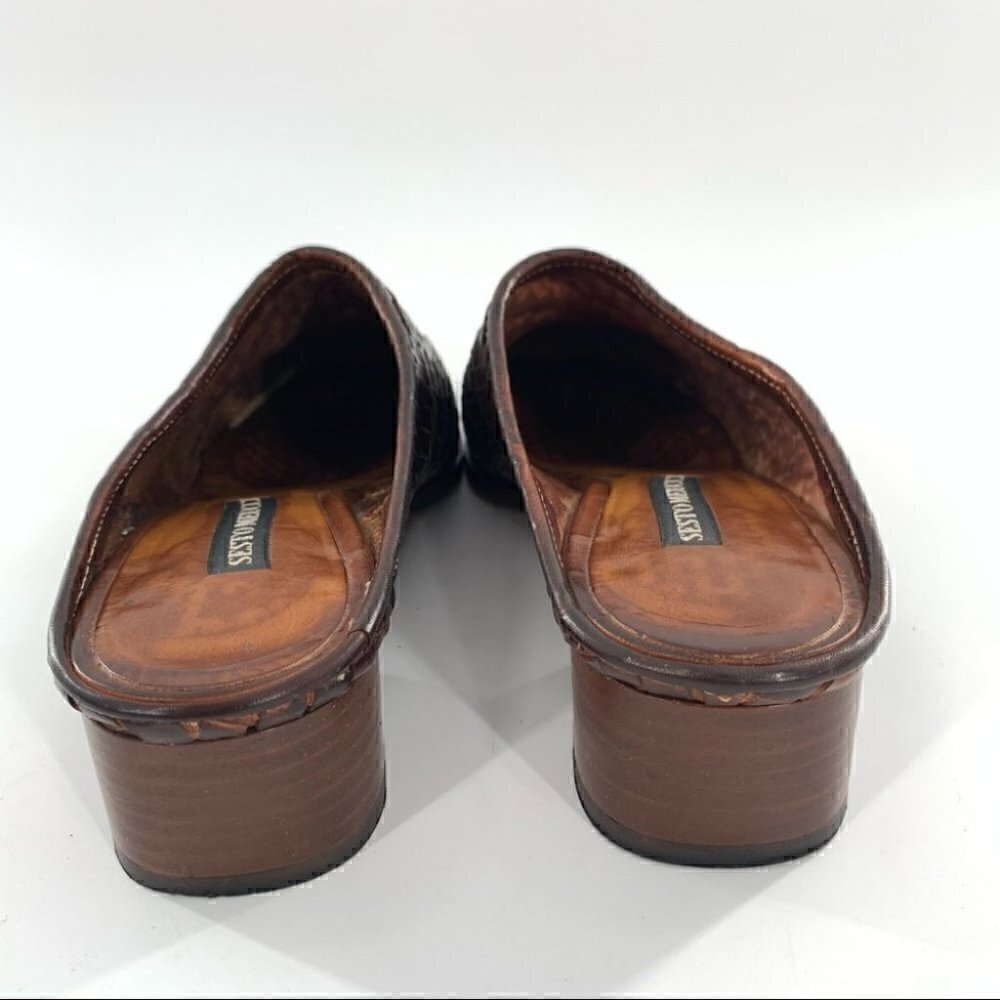 Sesto Meucci heels size 5.5 N blown Italian leather woven mules vintage 80s 90s - Picture 4 of 12